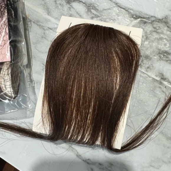 Medium Dark Brown 100% Human hair Clip-In Bangs - Picture 7 of 9